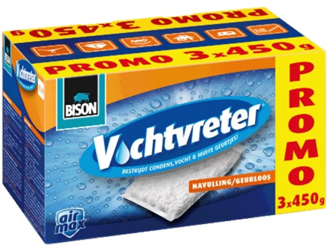 Bison Vochtvreter Navulzak Neutraal 3x450g - afbeelding 4 van 6