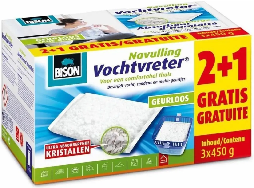 Bison Vochtvreter Navulzak Neutraal 3x450g