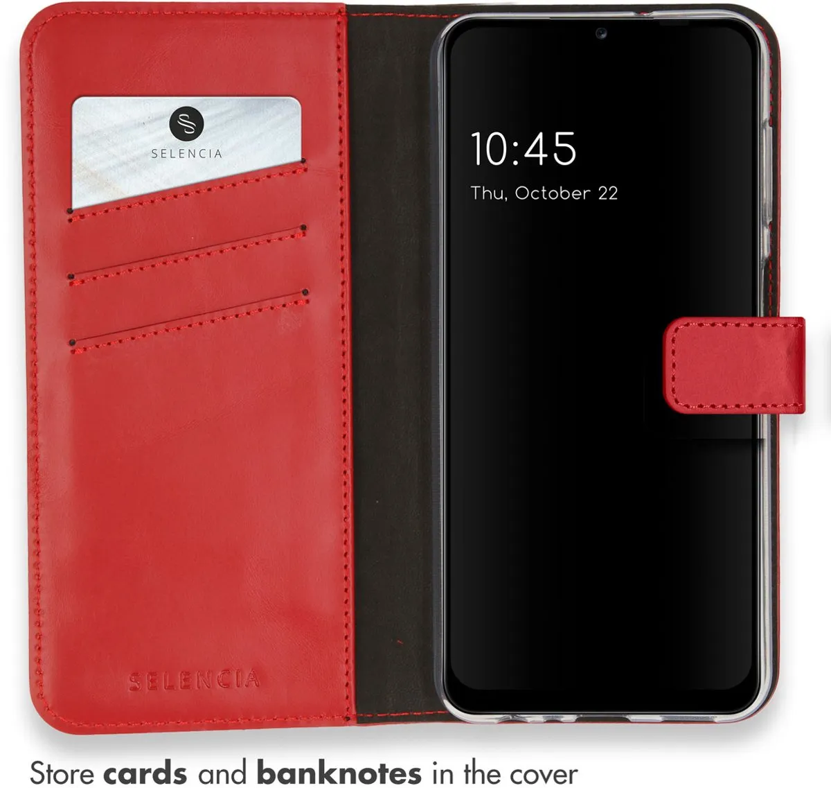 Selencia Hoesje Samsung Galaxy A13 4G - Rood Lederen Bookcase