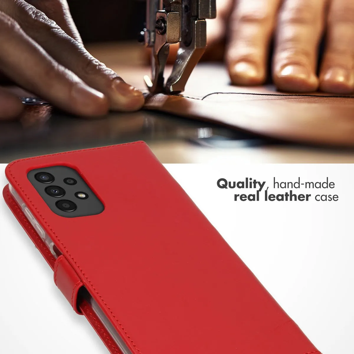 Selencia Hoesje Samsung Galaxy A13 4G - Rood Lederen Bookcase