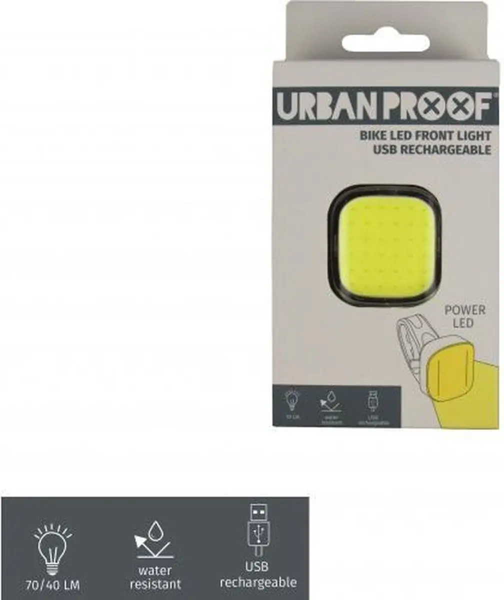 URBAN PROOF High Power Vierkant LED Fietslamp - 70 Lux - USB Oplaadbaar - afbeelding 6 van 6