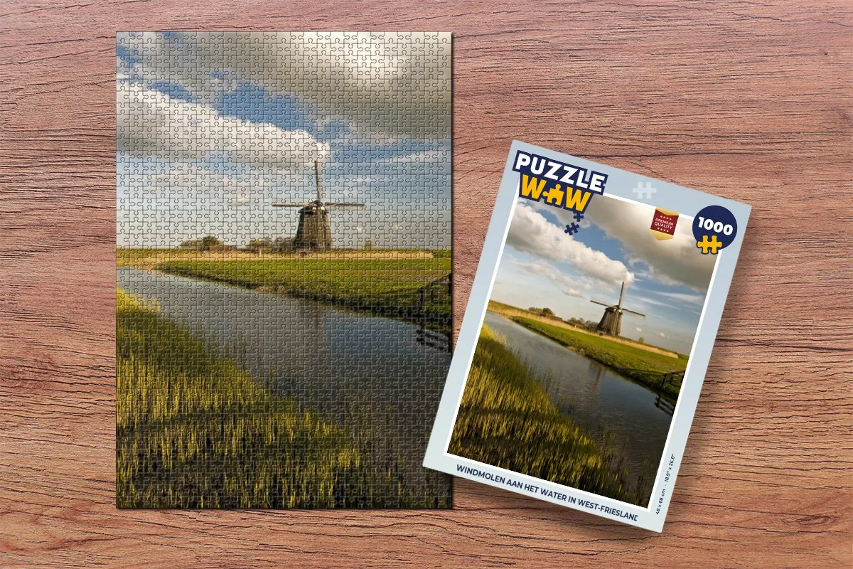 PuzzleWow Legpuzzel Windmolen aan het water 1000 Stuks - Multicolor