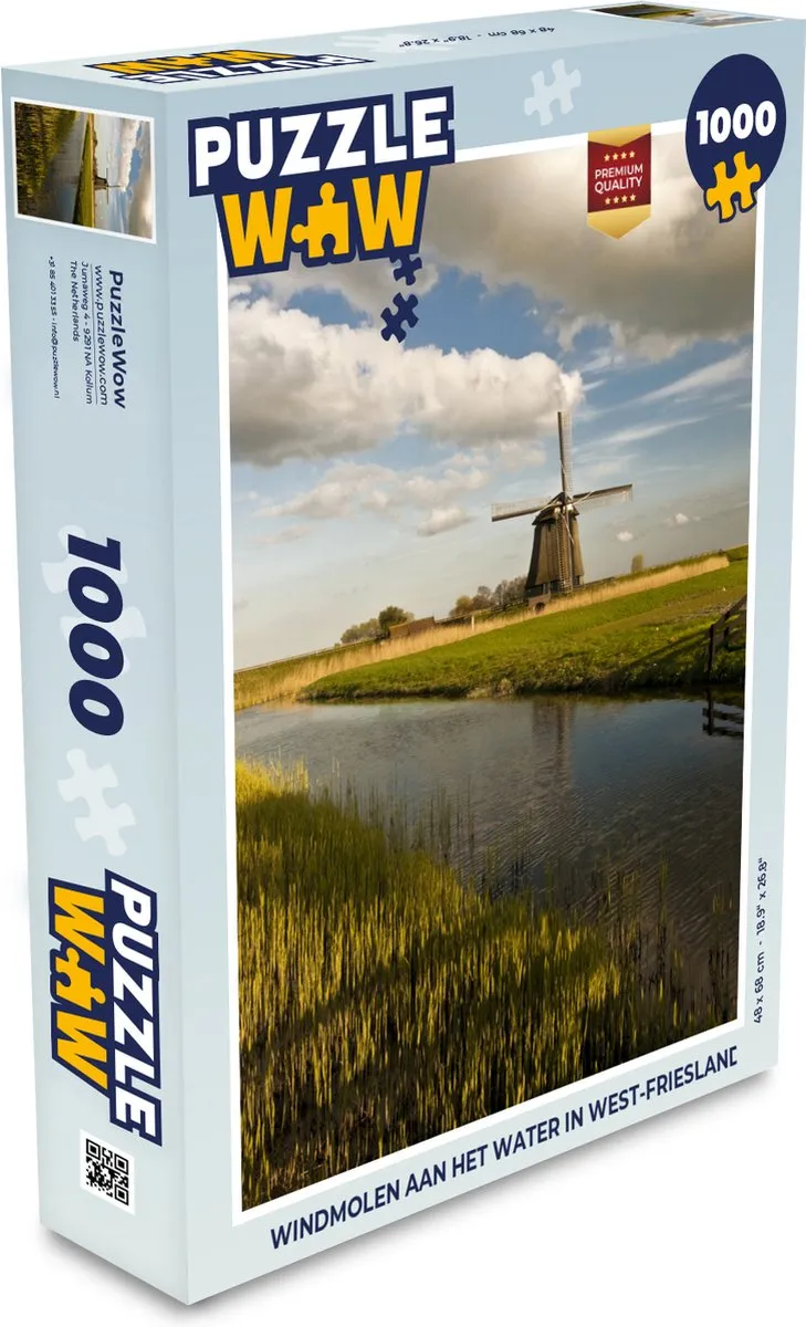 PuzzleWow Legpuzzel Windmolen aan het water 1000 Stuks
