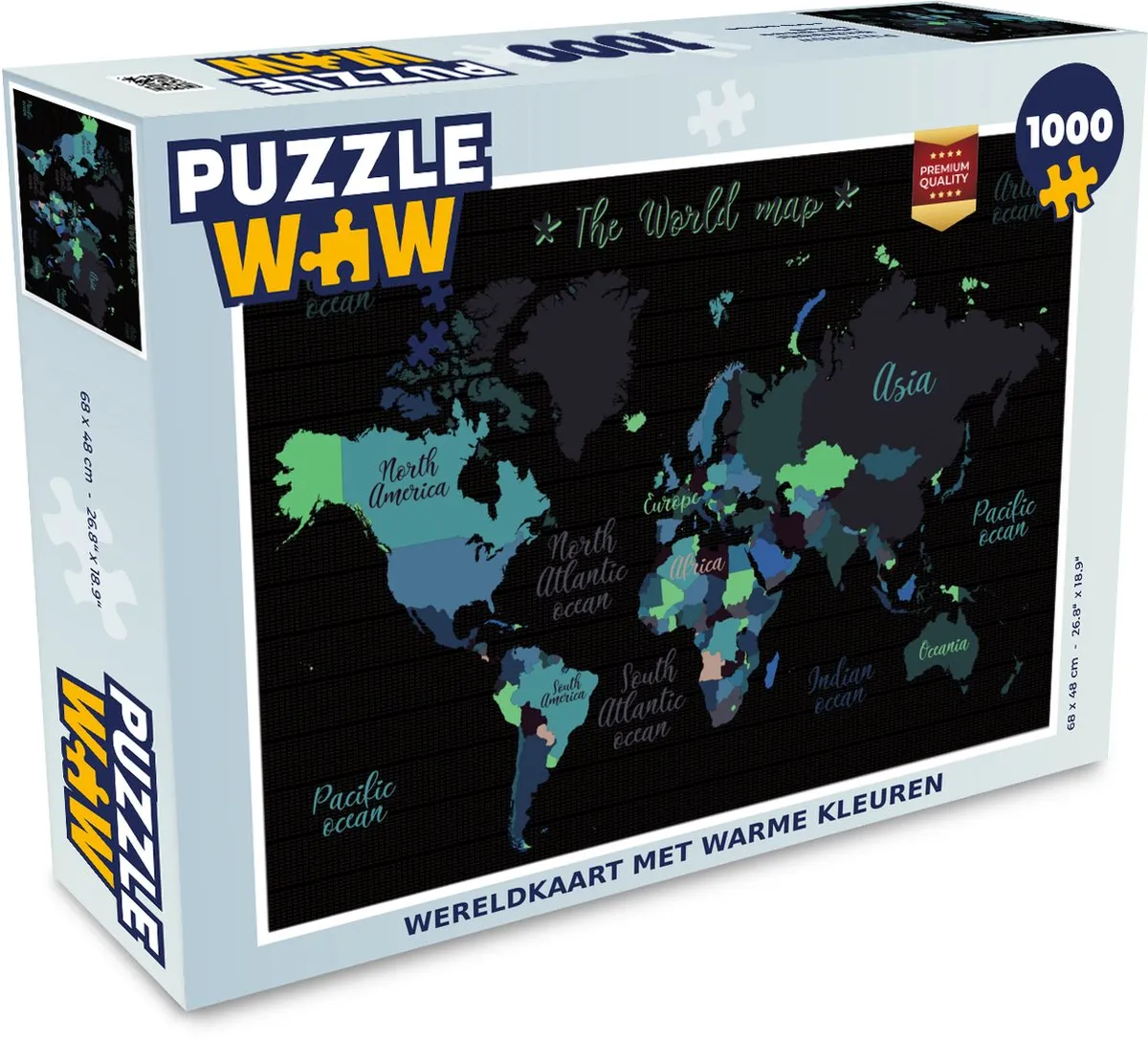 PuzzleWow Wereldkaart Legpuzzel 1000 Stuks - Multicolor