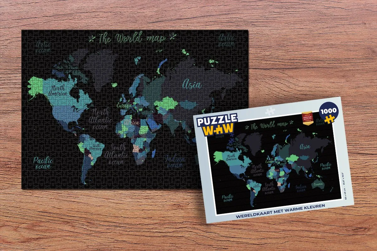 PuzzleWow Wereldkaart Legpuzzel 1000 Stuks - Multicolor