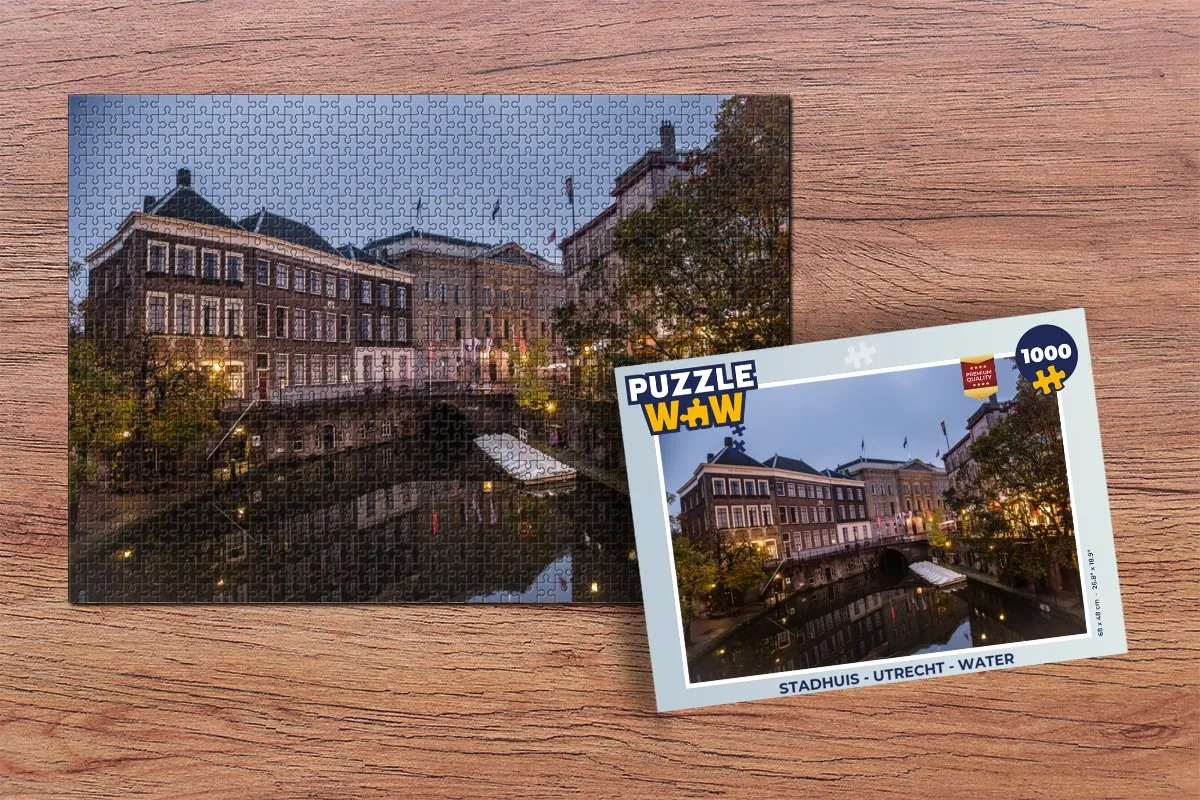 PuzzleWow Stadhuis Utrecht Water Legpuzzel 1000 Stuks - Multicolor