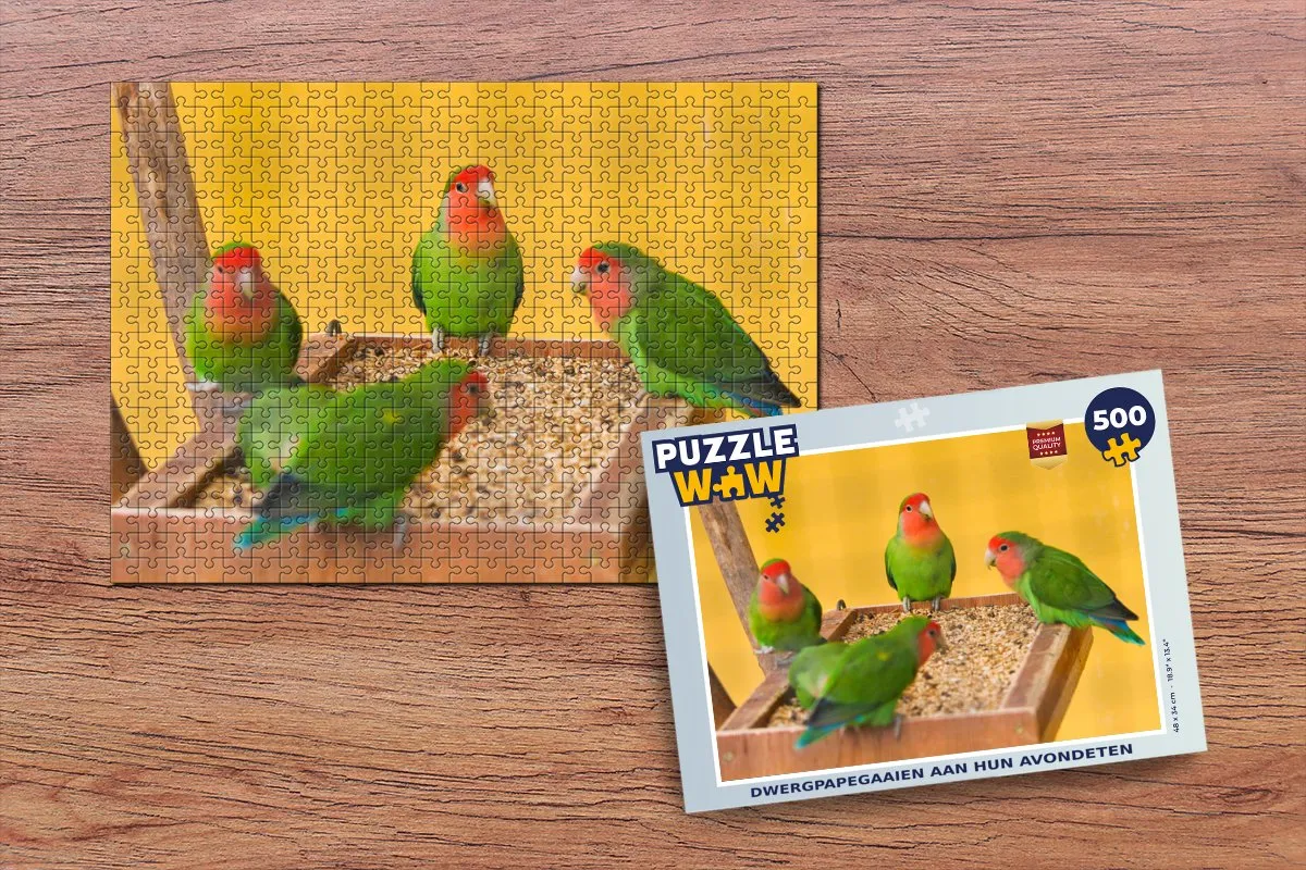 PuzzleWow Legpuzzel Dwergpapegaaien 500 Stuks - Multicolor