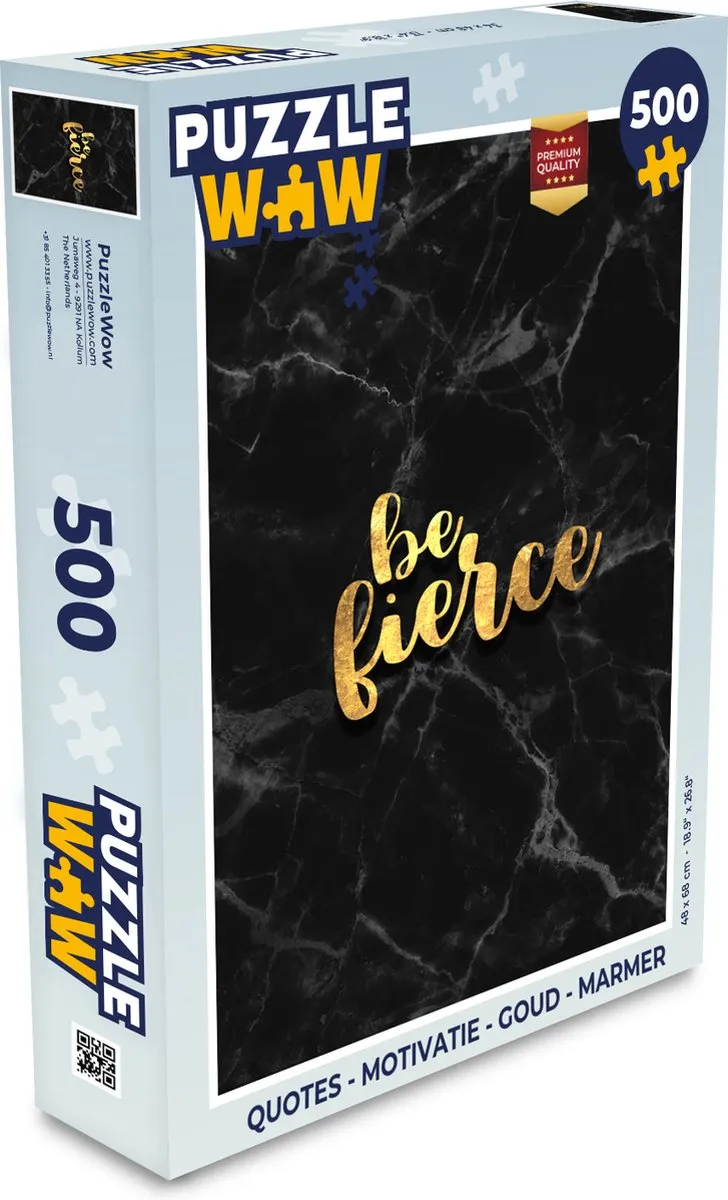 PuzzleWow Quotes Motivatie Legpuzzel 500 Stuks - Goud/Marmer