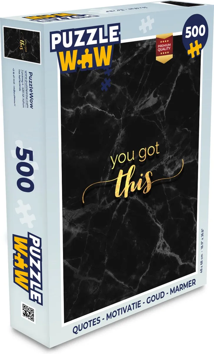 PuzzleWow Quotes Motivatie Legpuzzel 500 Stuks - Goud/Marmer