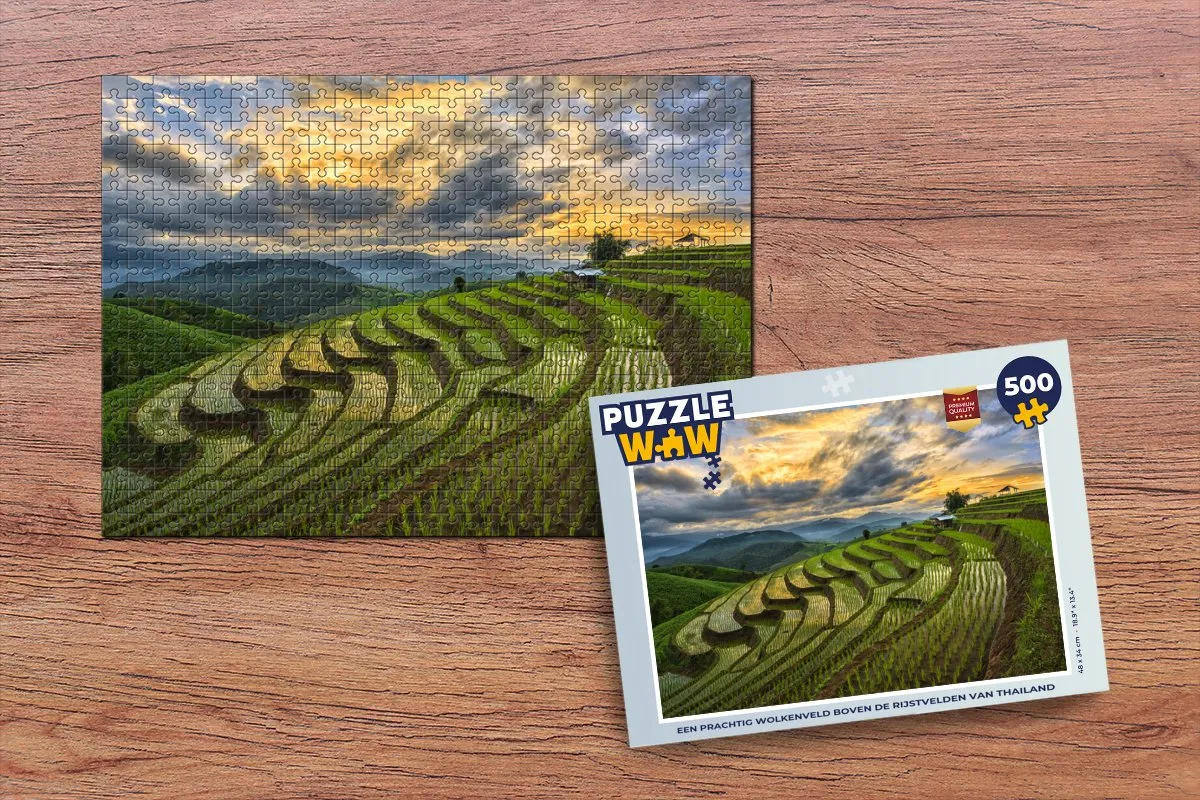 PuzzleWow Wolkenveld Thailand Legpuzzel 500 Stuks - Multicolor
