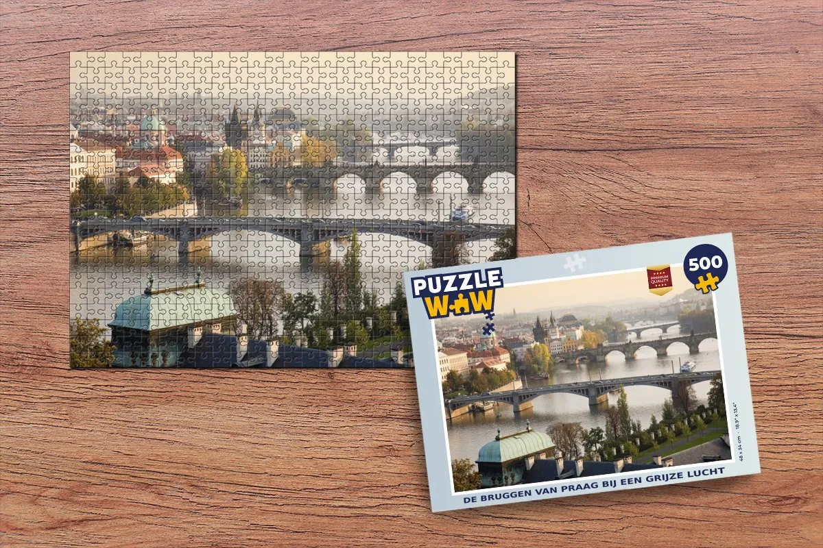 PuzzleWow Bruggen Praag Legpuzzel 500 Stuks - Multicolor