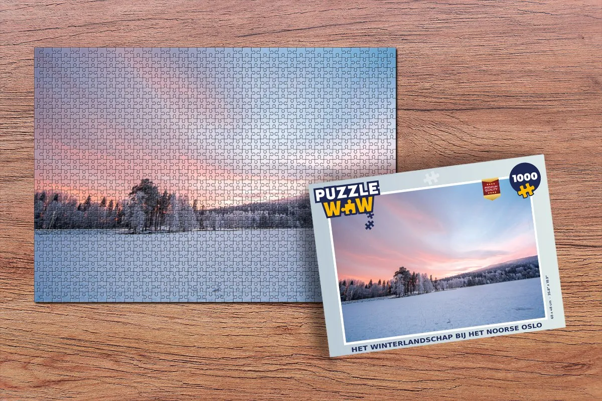 PuzzleWow Het winterlandschap Oslo Legpuzzel 1000 Stuks - Multicolor
