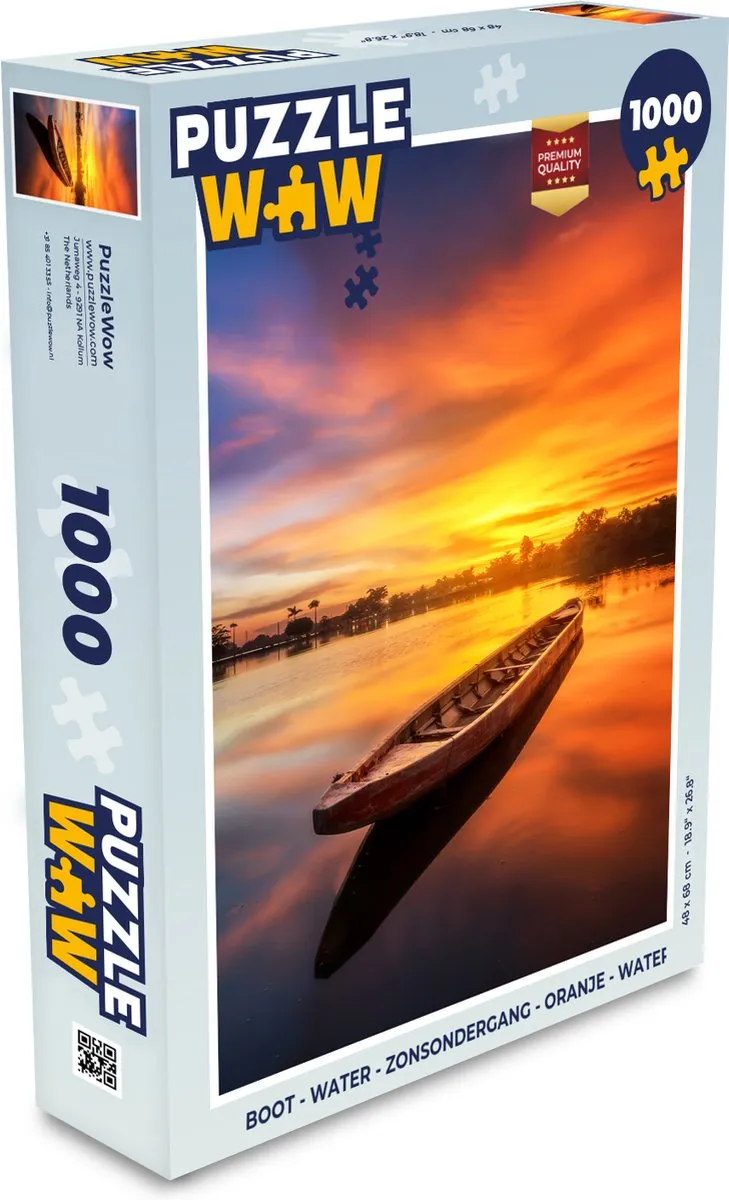 PuzzleWow Boot Water Zonsondergang Legpuzzel 1000 Stuks - Multicolor