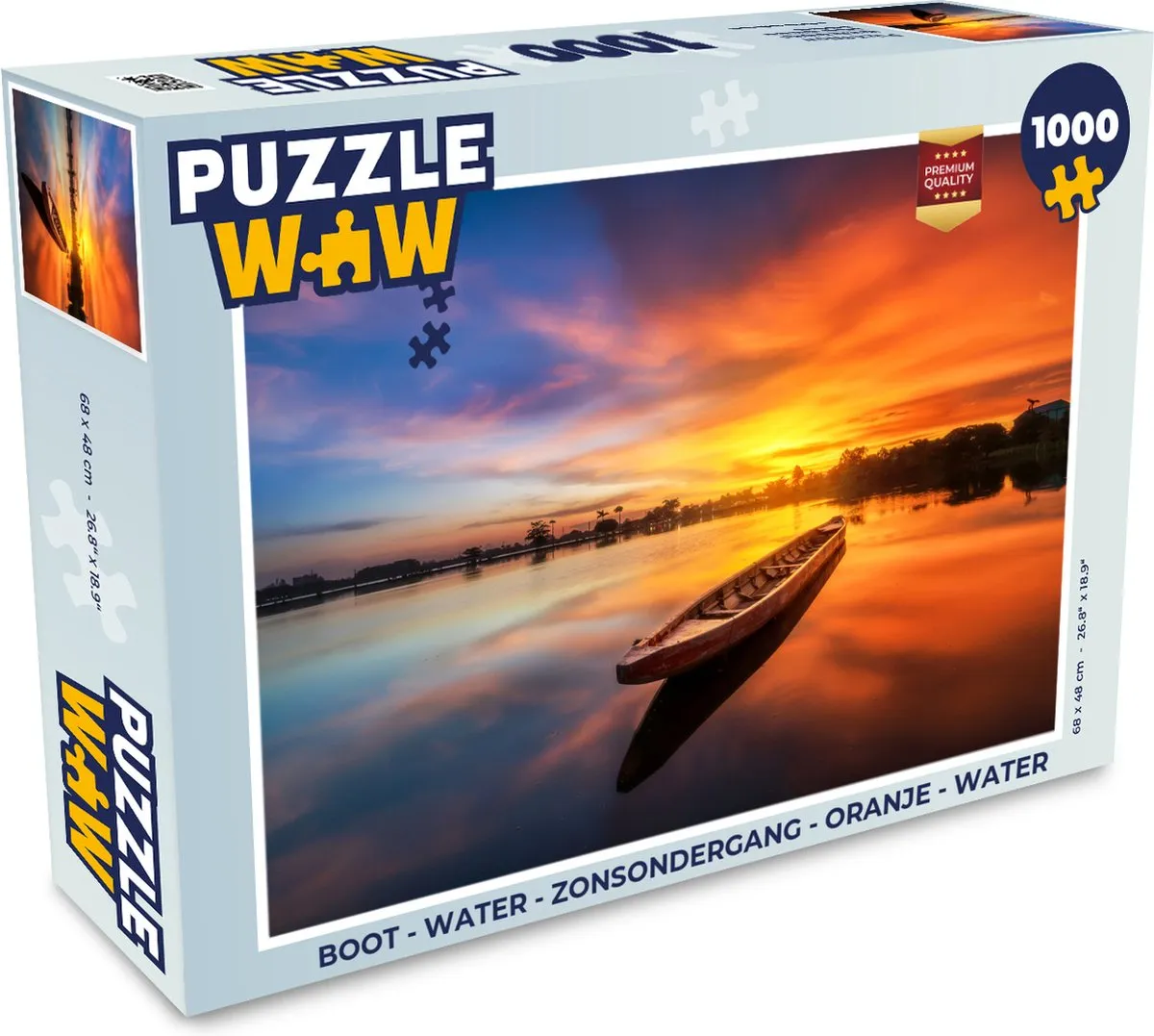PuzzleWow Boot Water Zonsondergang Legpuzzel 1000 Stuks - Multicolor