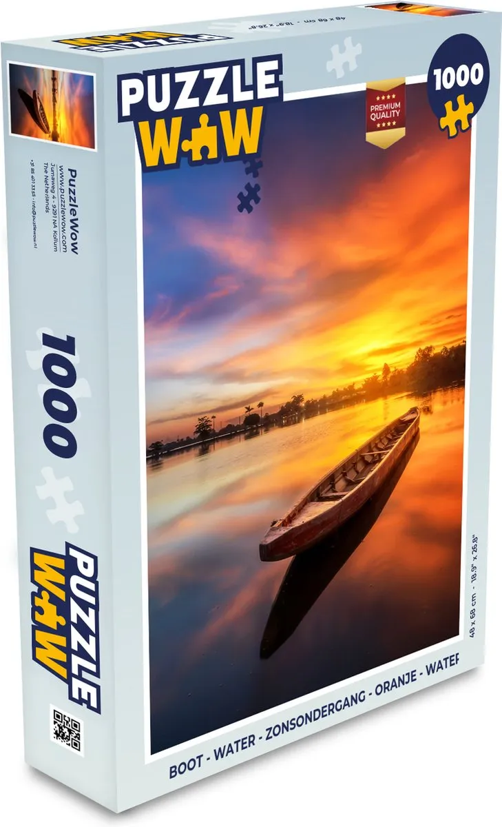 PuzzleWow Boot Water Zonsondergang Legpuzzel 1000 Stuks - Multicolor