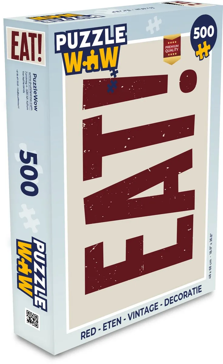 PuzzleWow Eten Legpuzzel 500 Stuks - Rood/Beige