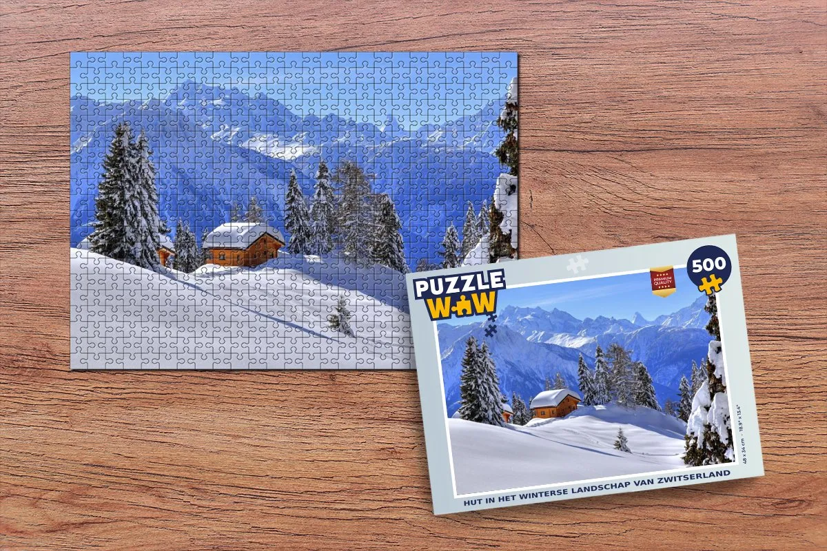 PuzzleWow Zwitserland Winterlandschap Legpuzzel 500 Stuks - Multicolor