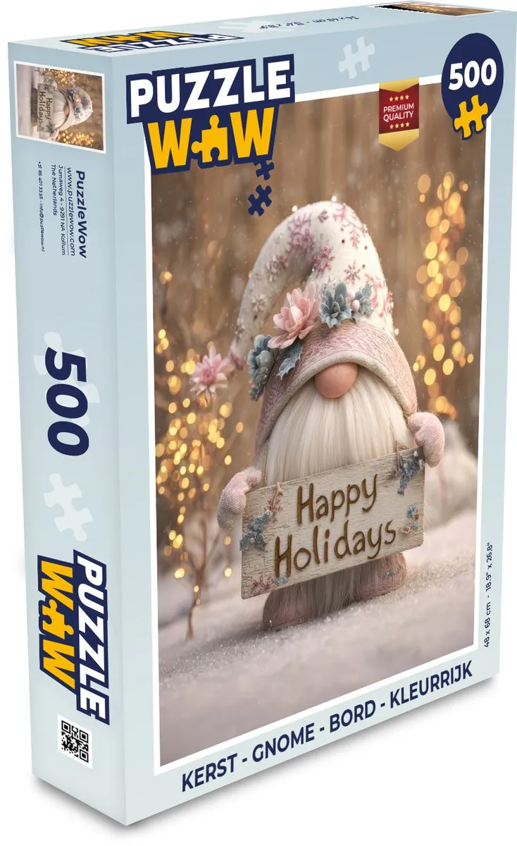 PuzzleWow Kerst Gnome Bord 1000 Stuks - Kleurrijk