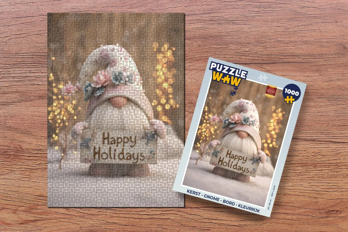 PuzzleWow Kerst Gnome Bord 1000 Stuks - Kleurrijk
