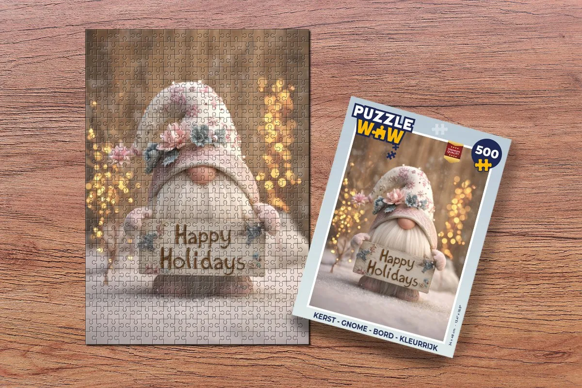 PuzzleWow Kerst Gnome Bord 1000 Stuks - Kleurrijk