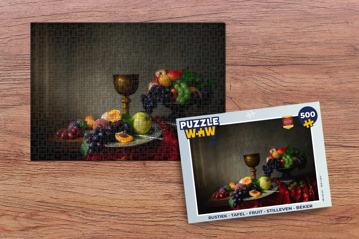 PuzzleWow Rustiek Tafel Fruit Stilleven Legpuzzel 500 Stuks - Multicolor