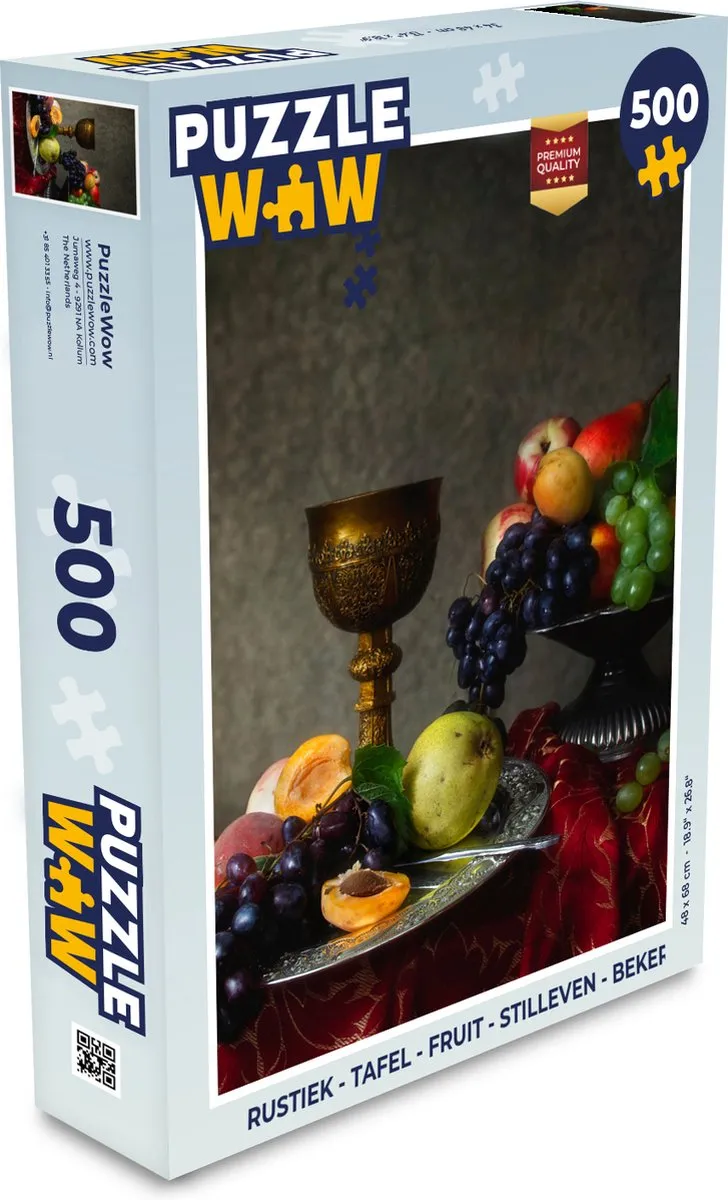 PuzzleWow Rustiek Tafel Fruit Stilleven Legpuzzel 500 Stuks - Multicolor