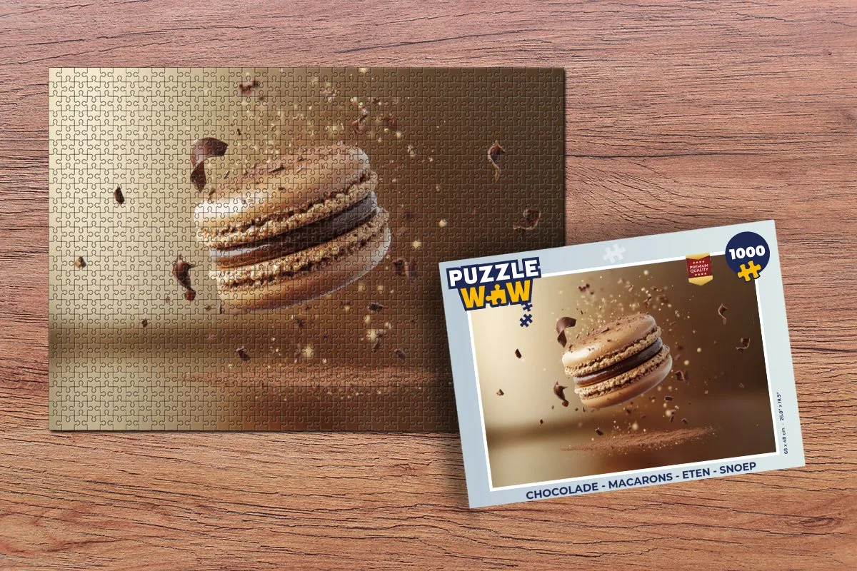 PuzzleWow Macarons Puzzel 1000 Stuks - Chocoladebruin