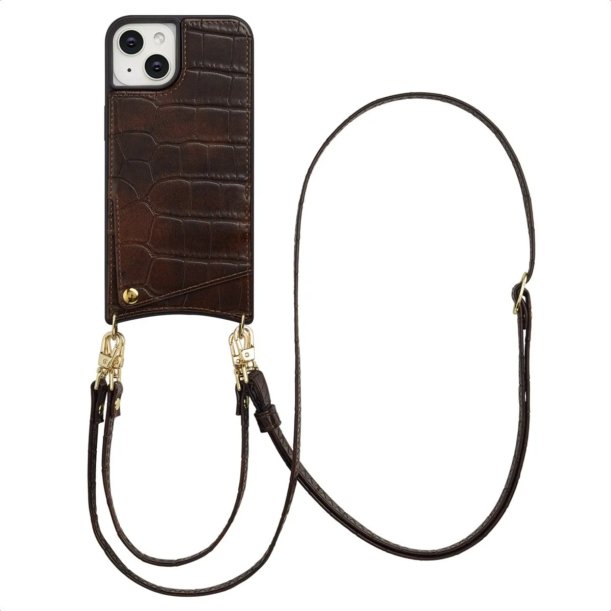 Selencia Croco Backcover Hoesje iPhone 14/13 - Choco Brown