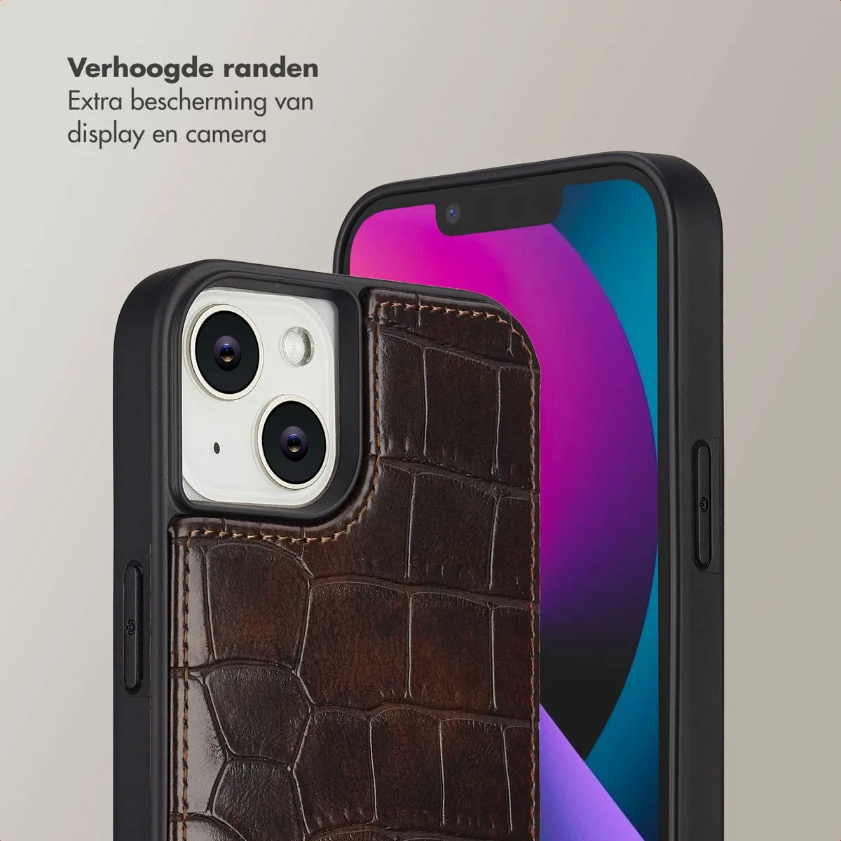 Selencia Croco Backcover Hoesje iPhone 14/13 - Choco Brown