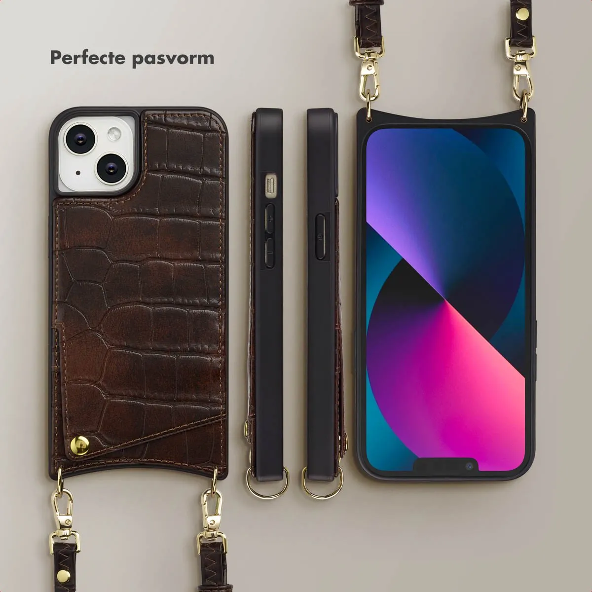 Selencia Croco Backcover Hoesje iPhone 14/13 - Choco Brown