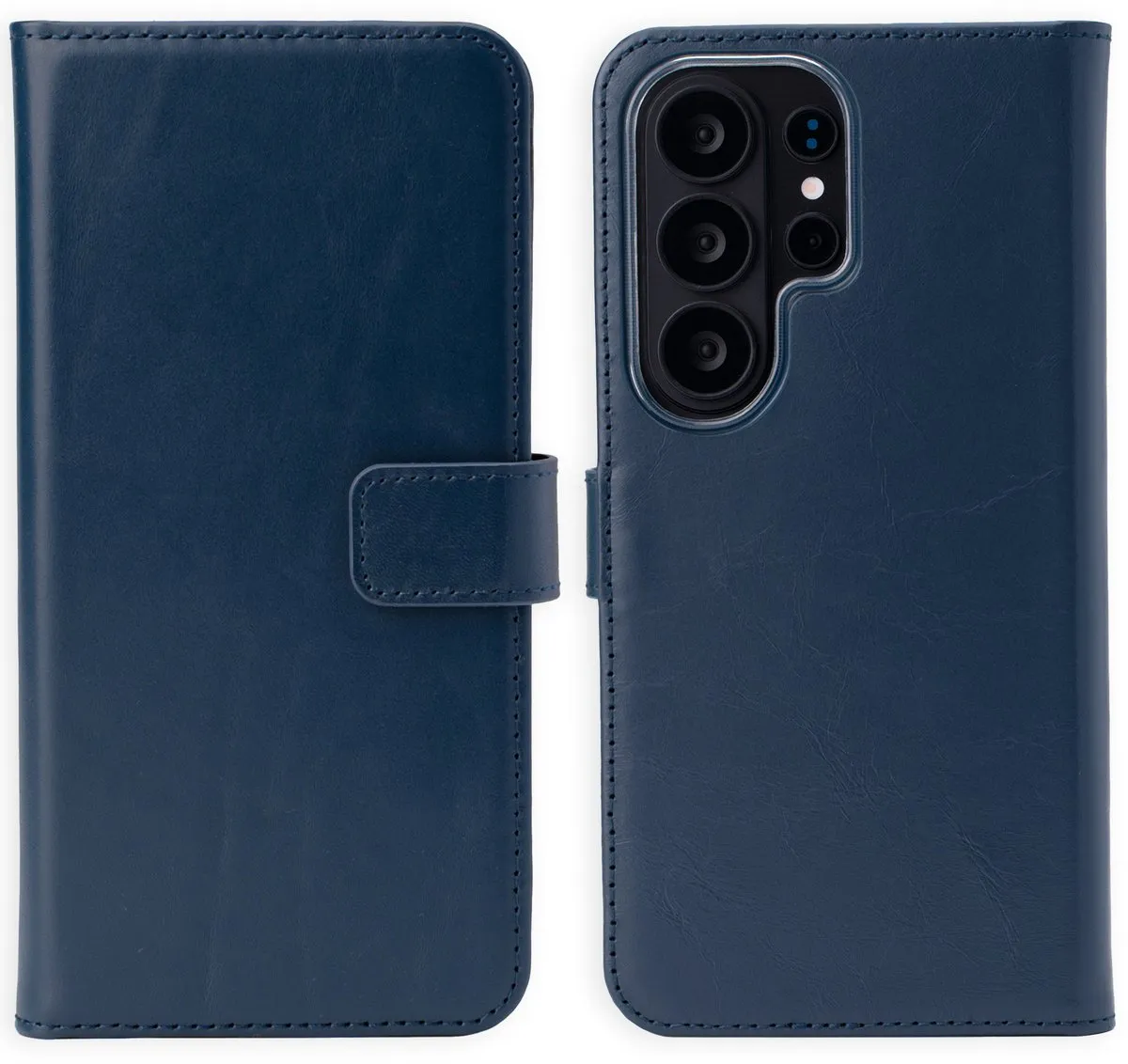 Selencia Hoesje Samsung Galaxy S26 Ultra Donkerblauw - Lederen Bookcase 3 Pasjes