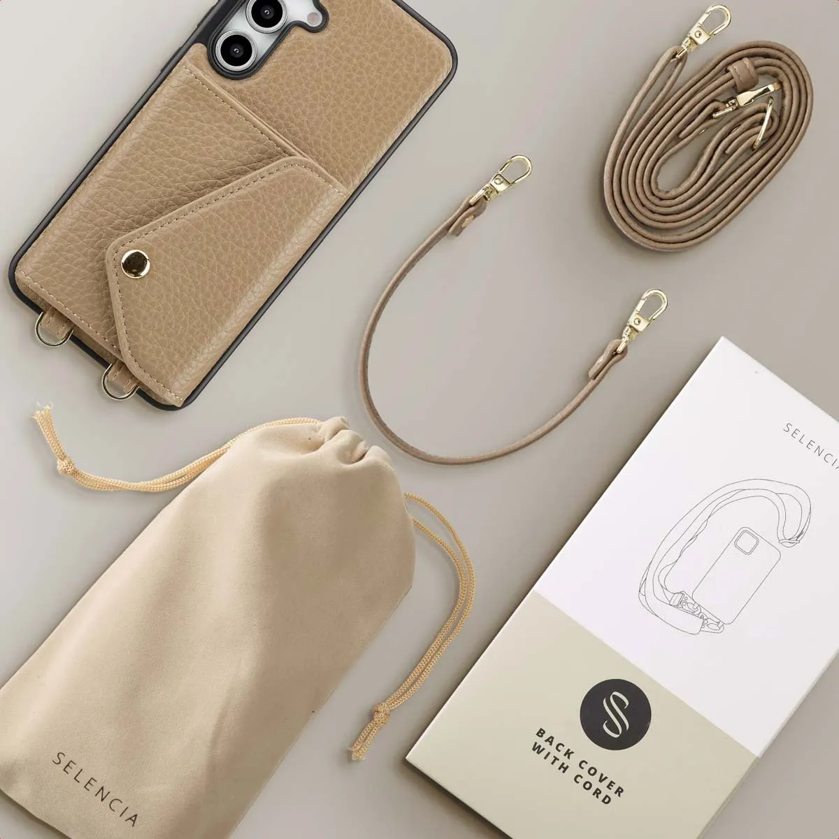 Selencia Koordhoes Samsung Galaxy S24 FE - Taupe - 2 Pasjes - afbeelding 6 van 6