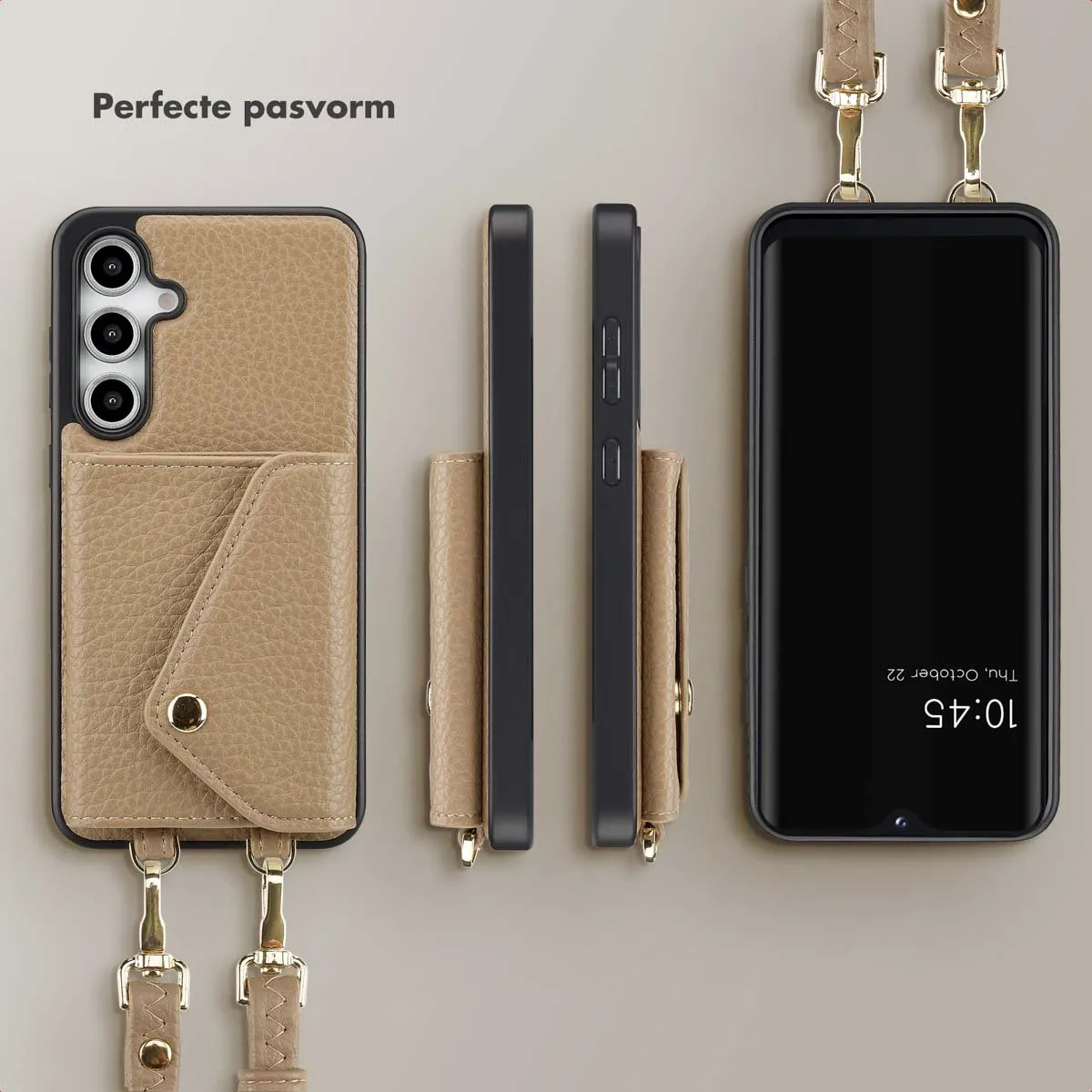 Selencia Koordhoes Samsung Galaxy S24 FE - Taupe - 2 Pasjes