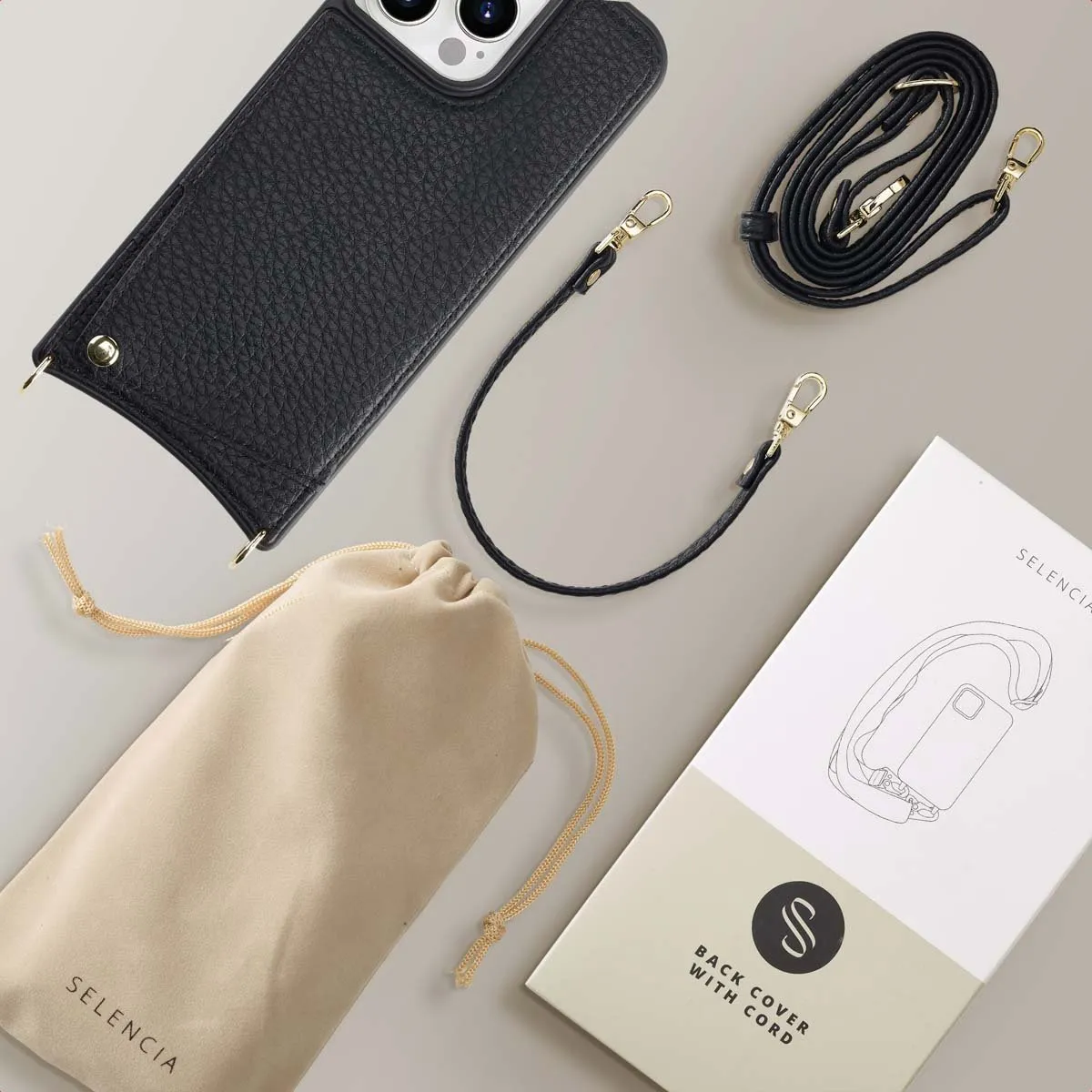 Selencia Hoesje iPhone 15 Pro Max - 2 Pasjes - Zwart - afbeelding 6 van 6