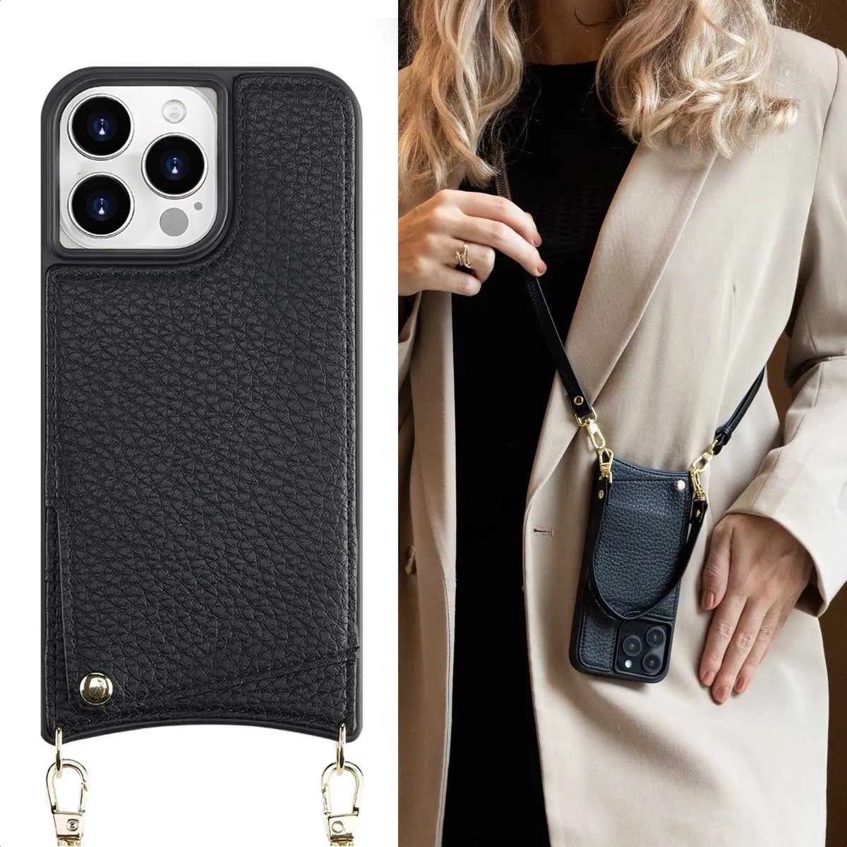 Selencia Hoesje iPhone 15 Pro Max - 2 Pasjes - Zwart