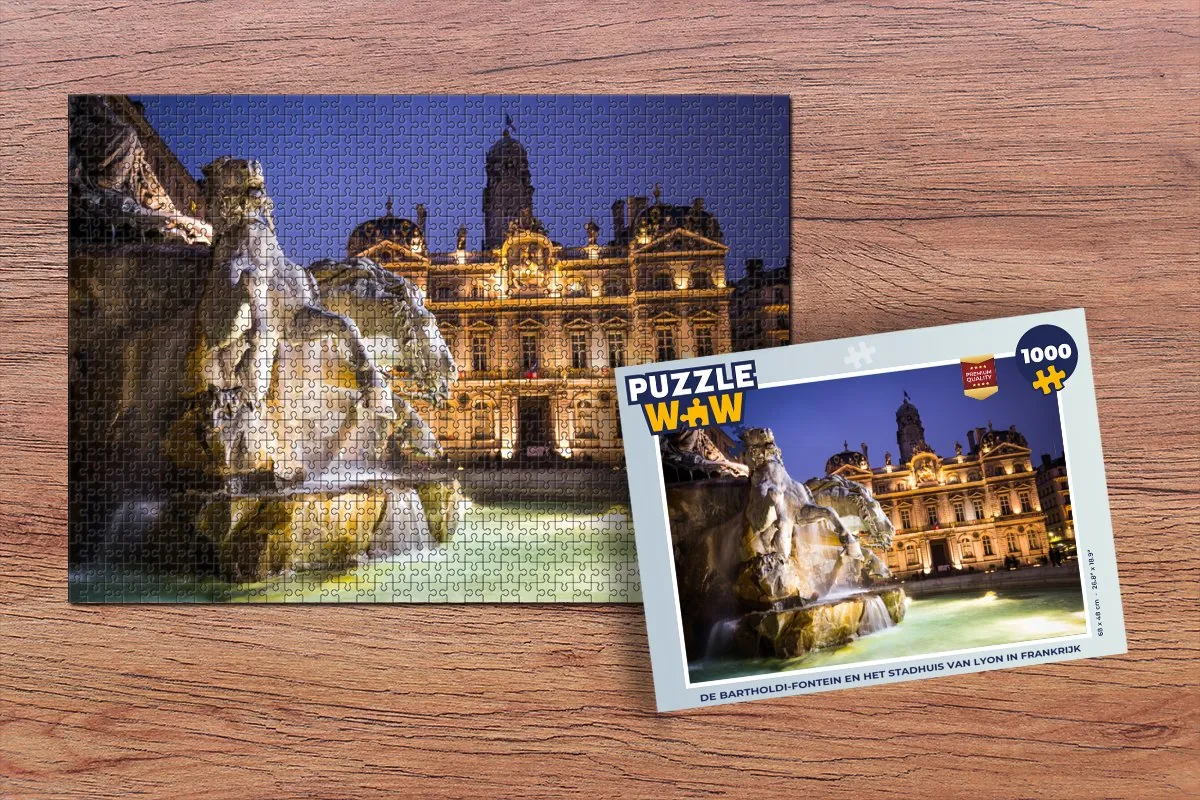 PuzzleWow Legpuzzel De Bartholdi-fontein Lyon 1000 Stuks