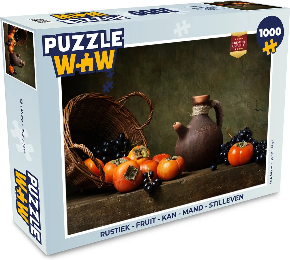 PuzzleWow Rustiek Fruit Mand Stilleven Legpuzzel 1000 Stuks - Multicolor