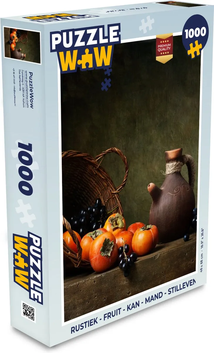 PuzzleWow Rustiek Fruit Mand Stilleven Legpuzzel 1000 Stuks - Multicolor
