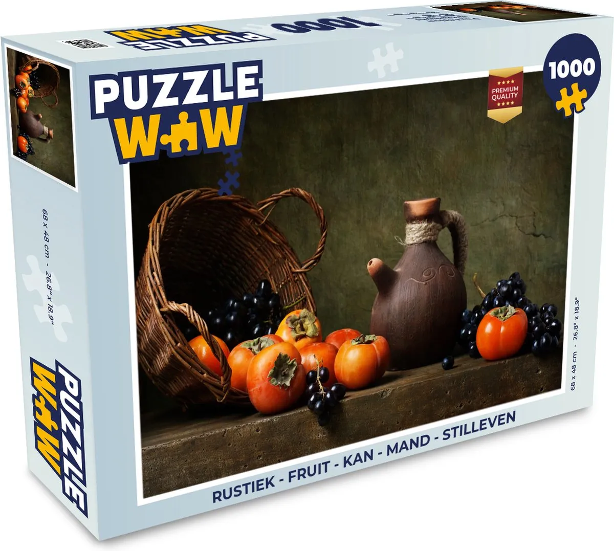 PuzzleWow Rustiek Fruit Mand Stilleven Legpuzzel 1000 Stuks - Multicolor