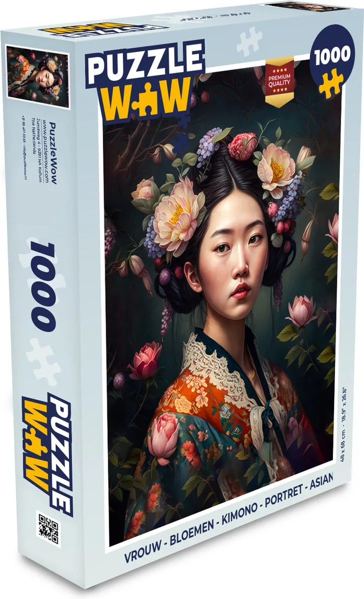 PuzzleWow Kimono Bloemen Legpuzzel 1000 Stuks