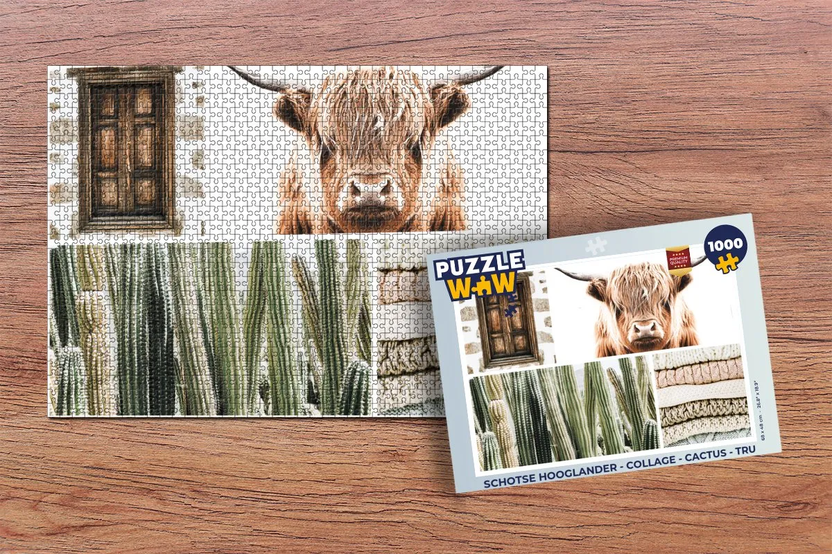 PuzzleWow Schotse Hooglander Legpuzzel 1000 Stuks - Multicolor