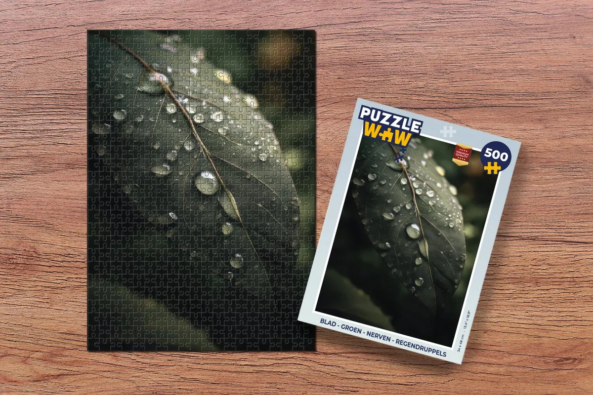 PuzzleWow Legpuzzel 500 Stuks - Groen Regendruppels