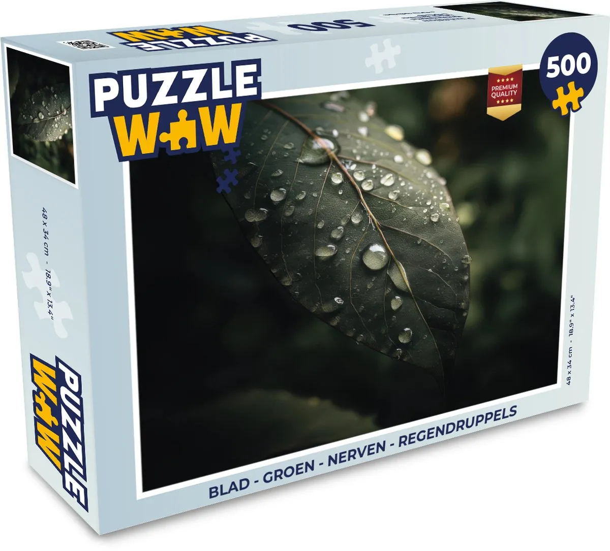 PuzzleWow Legpuzzel 500 Stuks - Groen Regendruppels