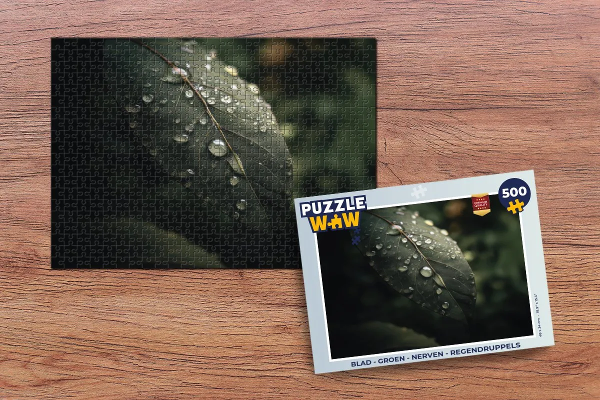 PuzzleWow Legpuzzel 500 Stuks - Groen Regendruppels