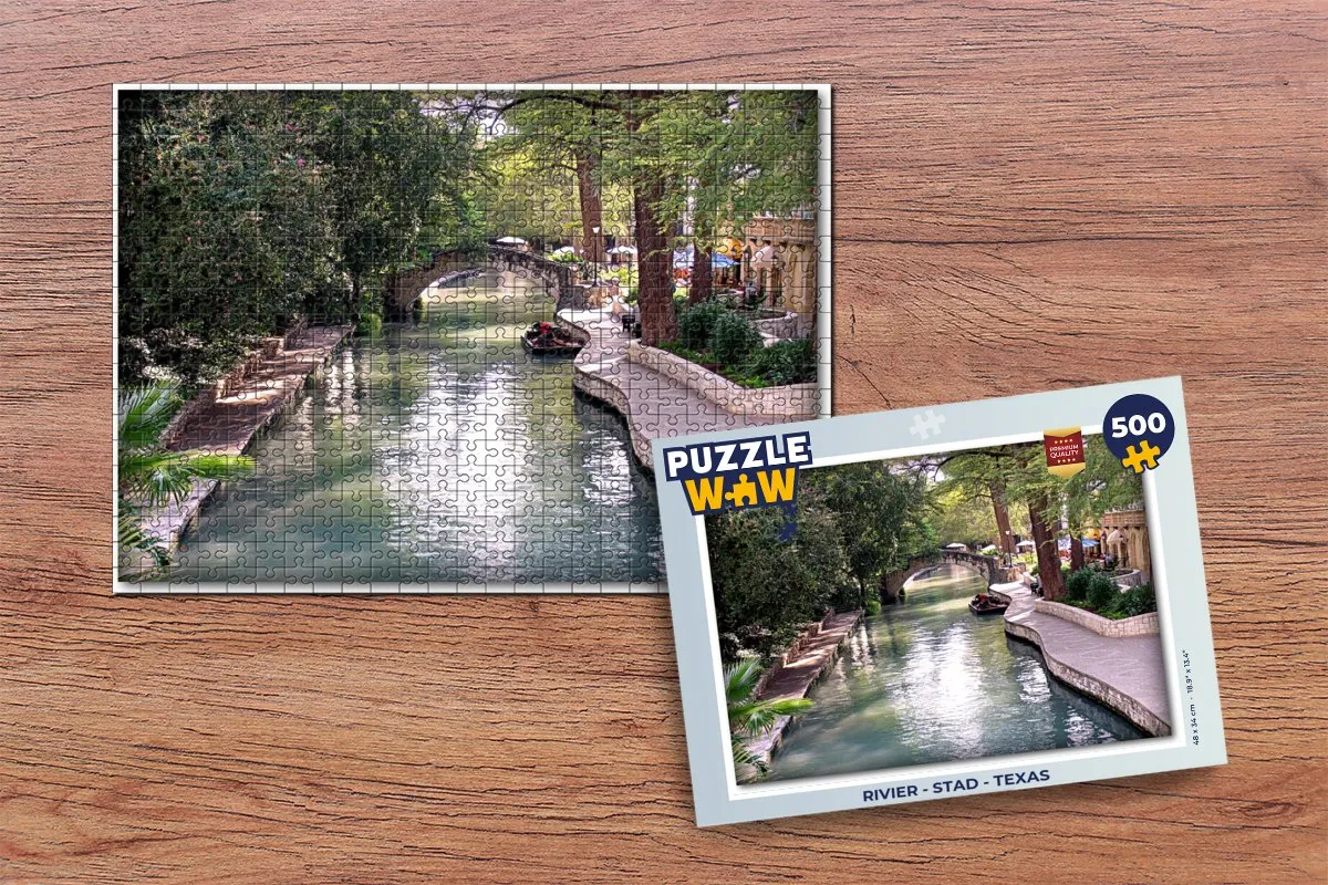 PuzzleWow Rivier - Stad - Texas Legpuzzel 500 Stuks - Multicolor