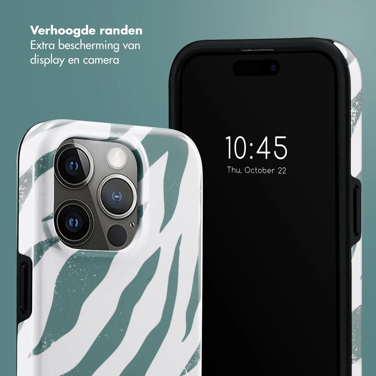 Selencia Hoesje iPhone 15 Pro Colorful Zebra Pine Blue