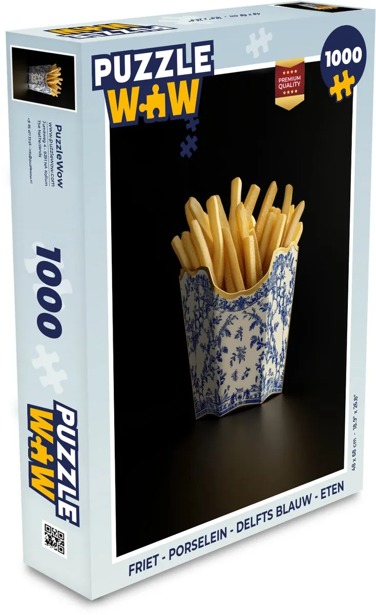 PuzzleWow Friet Puzzel 1000 Stuks - Delfts Blauw