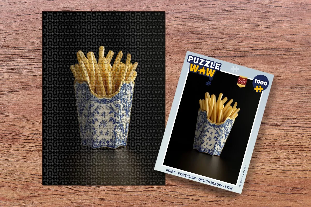 PuzzleWow Friet Puzzel 1000 Stuks - Delfts Blauw