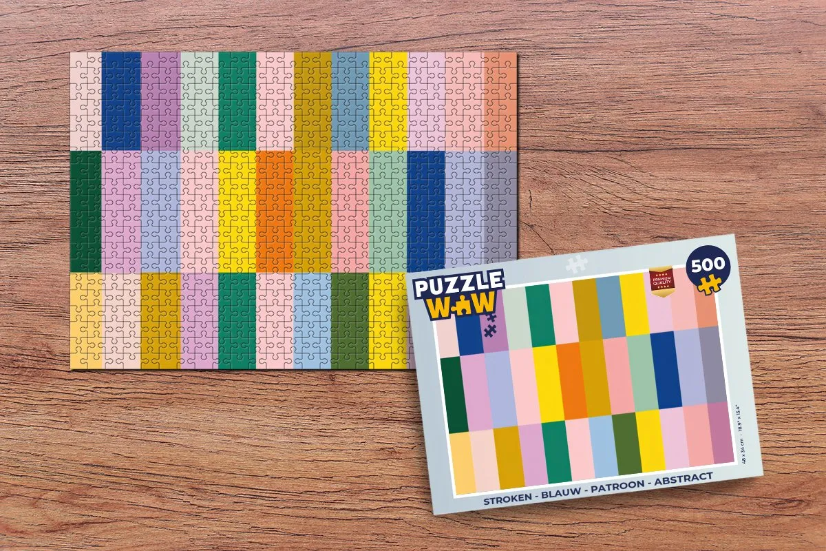 PuzzleWow Stroken Abstract Legpuzzel 500 Stuks - Blauw
