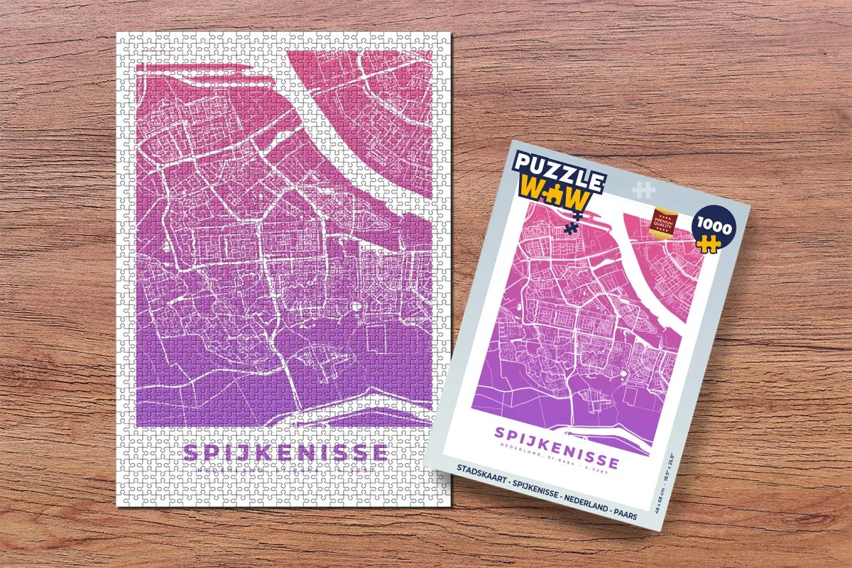 PuzzleWow Stadskaart Spijkenisse Legpuzzel 1000 Stuks - Multicolor
